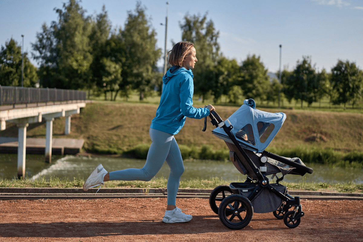 Fargo Mom jogging with stroller prioritizing health and fitness 