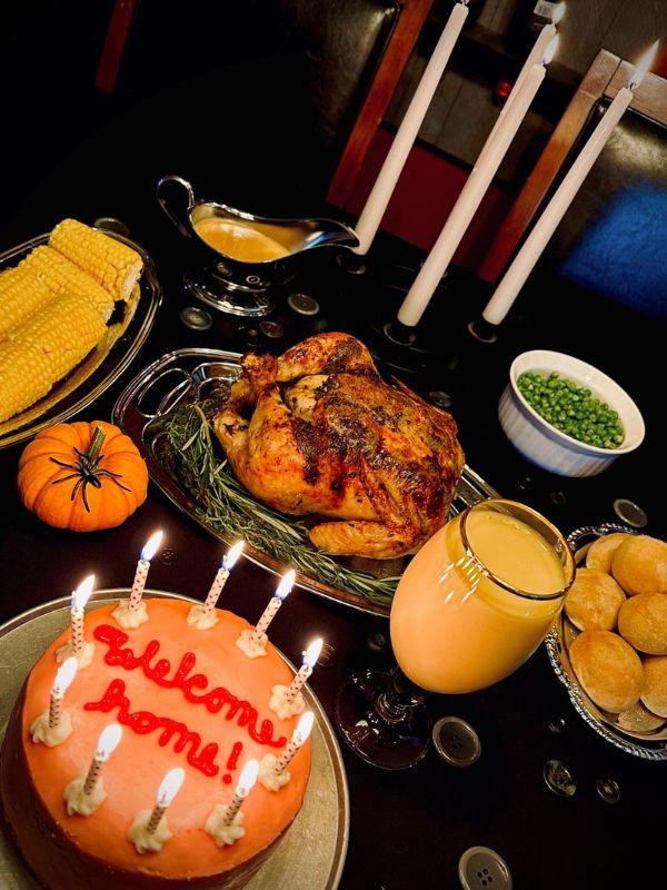 Halloween-themed dinner and movie