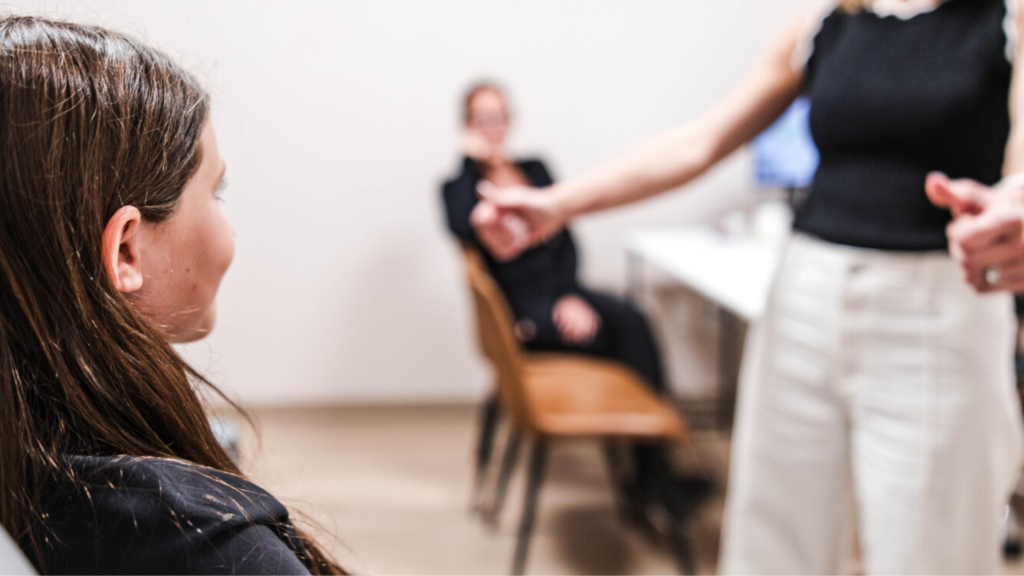 Close-up of a young athlete during a baseline concussion testing appointment.